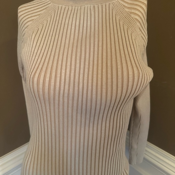 NWT FASHION NOVA Beige Maxi Ribbed Knit Sweater Dress Sz 2X - Picture 3 of 6